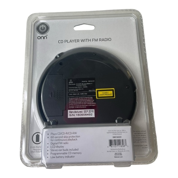 NWT Onn Personal Portable CD Player With FM Radio-Black - Picture 4 of 4